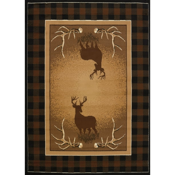 United Weavers Legends Area Rug 910-05050 Antler Buck Deer Buck 5' 3 x 7' 2 Rectangle Black 